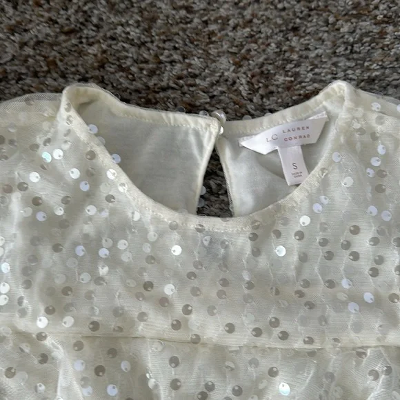 Lauren Conrad small sequin ivory top - Picture 2 of 3
